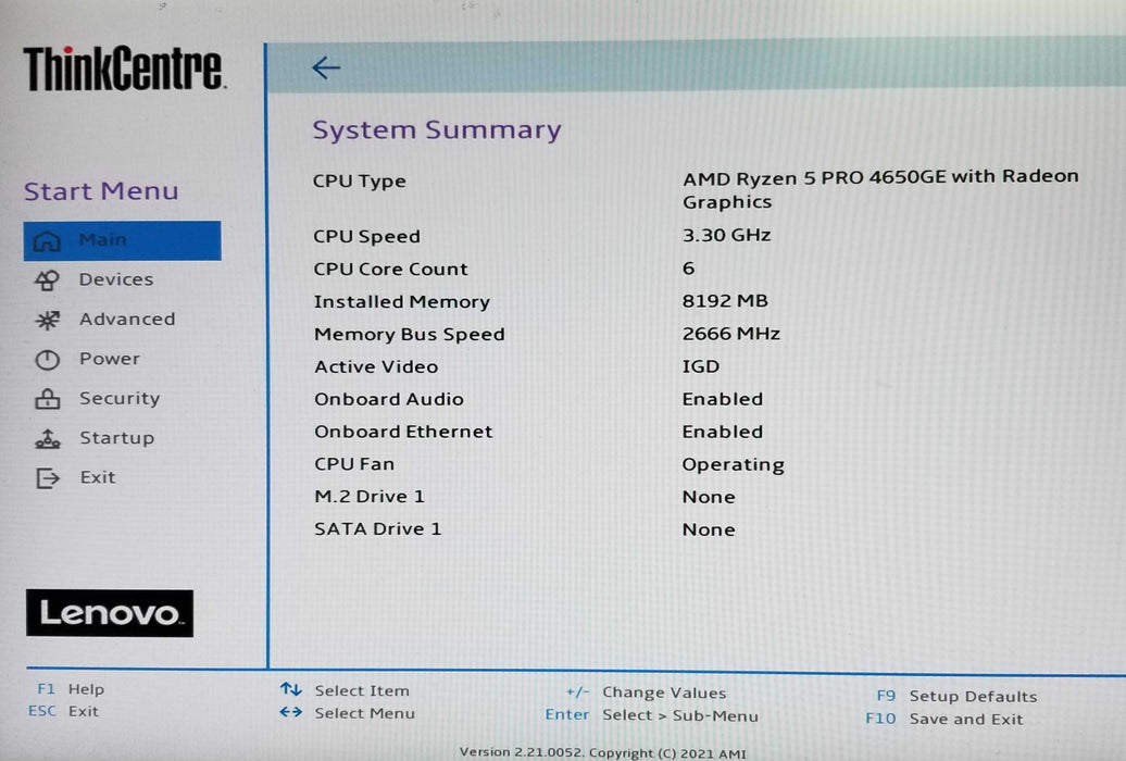 Lenovo ThinkCentre M75q Gen2 Ryzen 5 Pro 5650GE CPU 8GB RAM - No HDD w/ AC