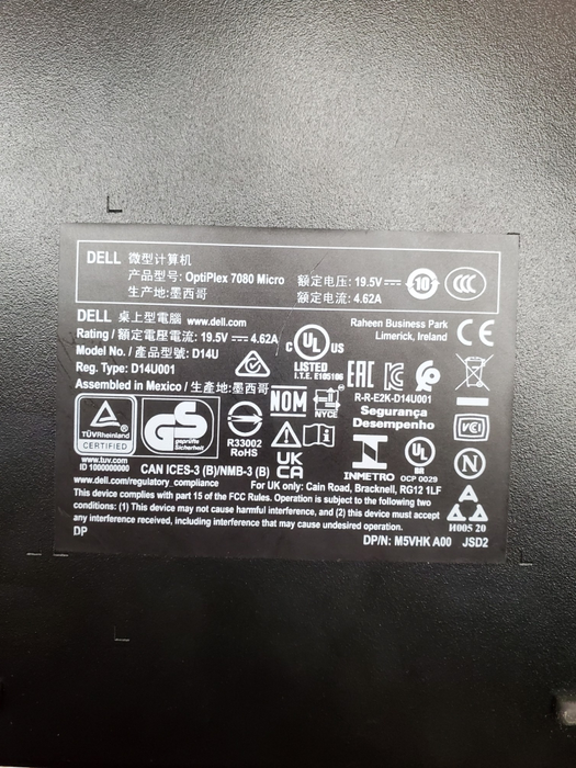 Dell OptiPlex 7080 Micro, i5-10500T 2.30GHz, 16GB DDR4, 256GB NVMe Q