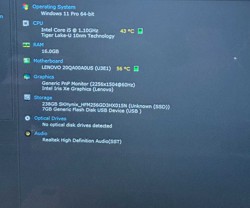 Lenovo ThinkPad X1 Titanium TOUCH "3K" LCD i5-1140G7@1.1GHz 16GB RAM 256GB   Lap200