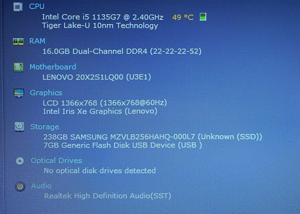 Lenovo ThinkPad L14 Gen 2 Core i5-1135G7@2.40GHz 16GB RAM 256GB SSD  Lap200