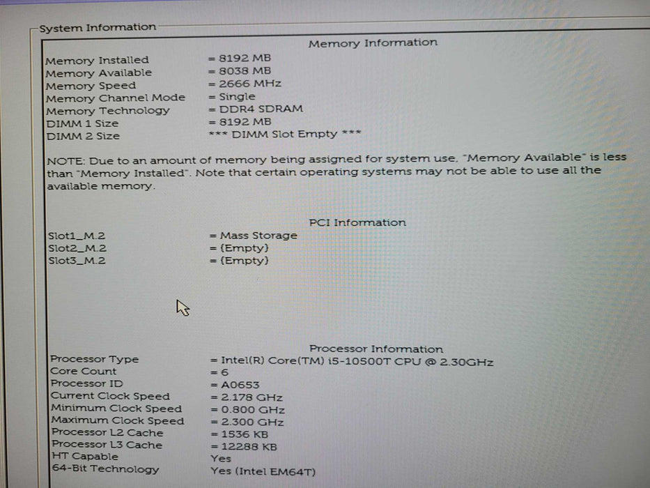 DELL OptiPlex 7080 Micro Intel Core i5-10500T 8GB RAM 256GB NVMe !