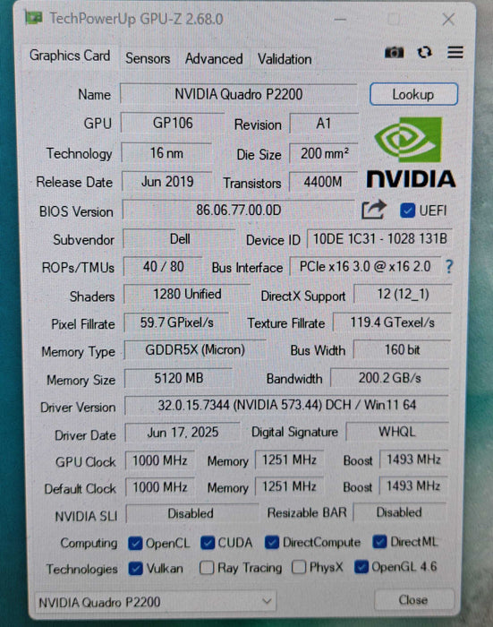NVIDIA Quadro P2200 5GB GDDR5X Graphics Card | 4x Display Port )