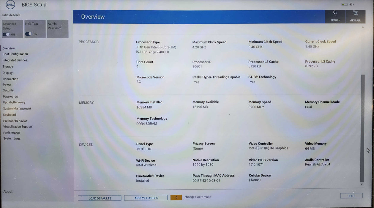 Dell Latitude 5320 Touch, i5-1135G7 2.40GHz, 16GB DDR4, 256GB NVMe, No AC  Lap200