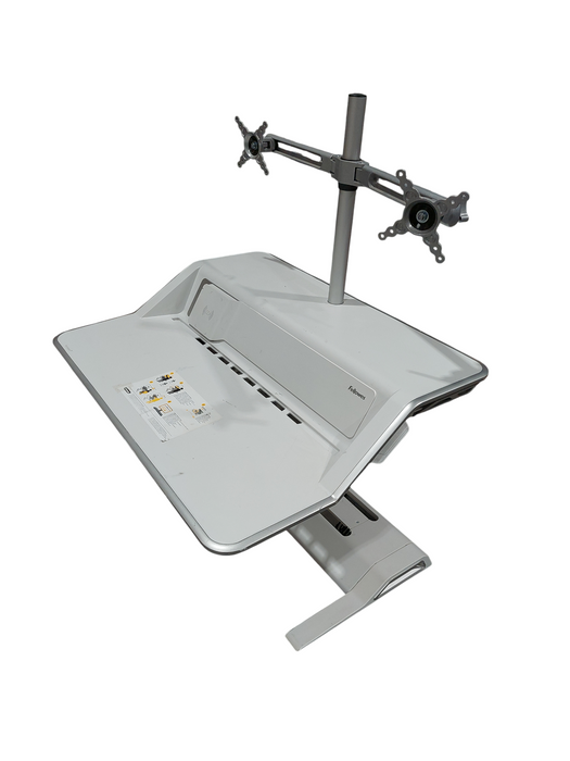 Fellows otus DX White ( ESI) CRC 80905 Sit & Stand Rising Desk Dual Monitor =