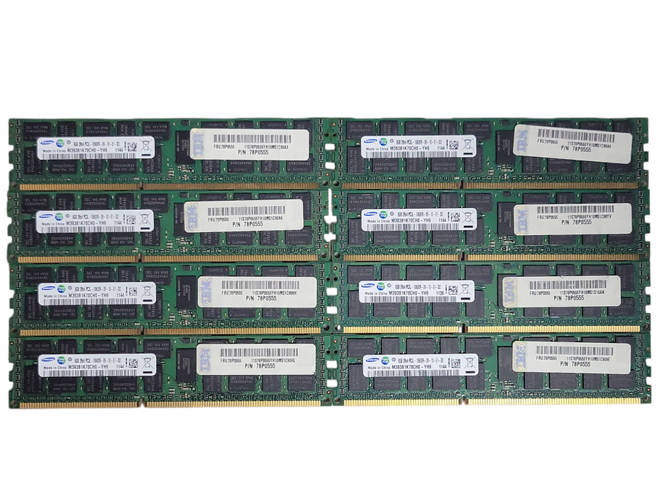 Lot of 8x Samsung 8GB 2Rx4 PC3L-10600R ECC DDR3 Server RAMs _