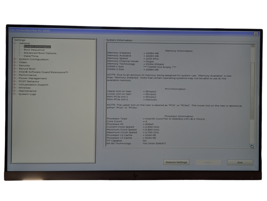Dell Embedded Box PC 5000 Intel Core i5-644EQ 16GB RAM 256GB SSD  -