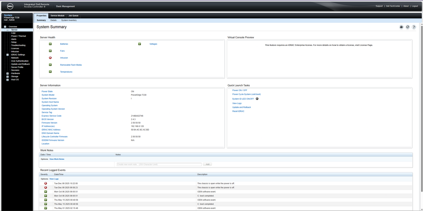 Dell PE T330 8x3.5", Xeon E3-1220v6, 16GB DDR4, No RAID & HDD, 350W