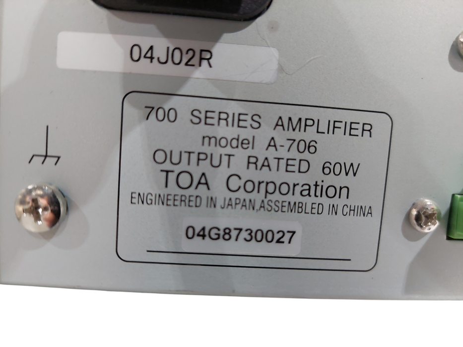 TOA 700 Series Amplifier Model: A-706 =