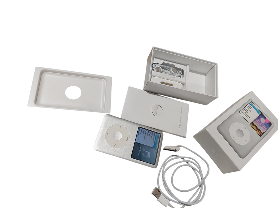 Apple IPOD 160GB 7th Gen Chrome, box, manuals inserts charger earbuds Clean =