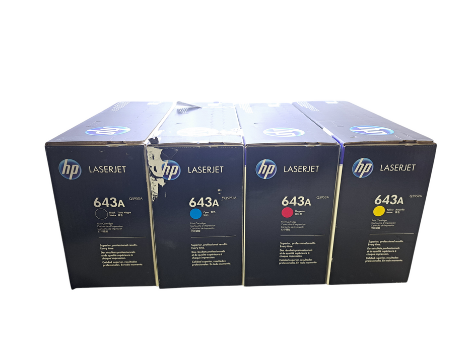 Lot of 4x HP Laserjet 643A Toner Cartridge | Q5950A, Q5951A, Q5953A & Q5952A