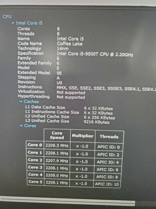HP EliteDesk 800 G5 USFF, i5-9500T 2.20GHz, 16GB DDR4, 256GB NVMe, WiFi