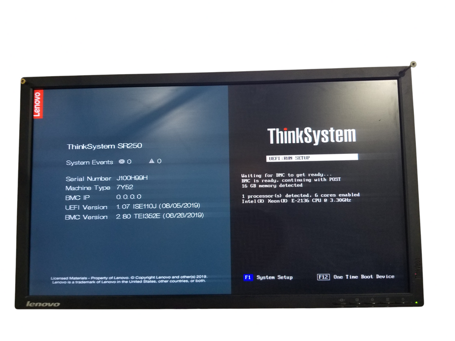 Lenovo ThinkSystem SR250 1x Xeon E-2136 @3.30GHz 16GB DDR4 - No HDD/RAID