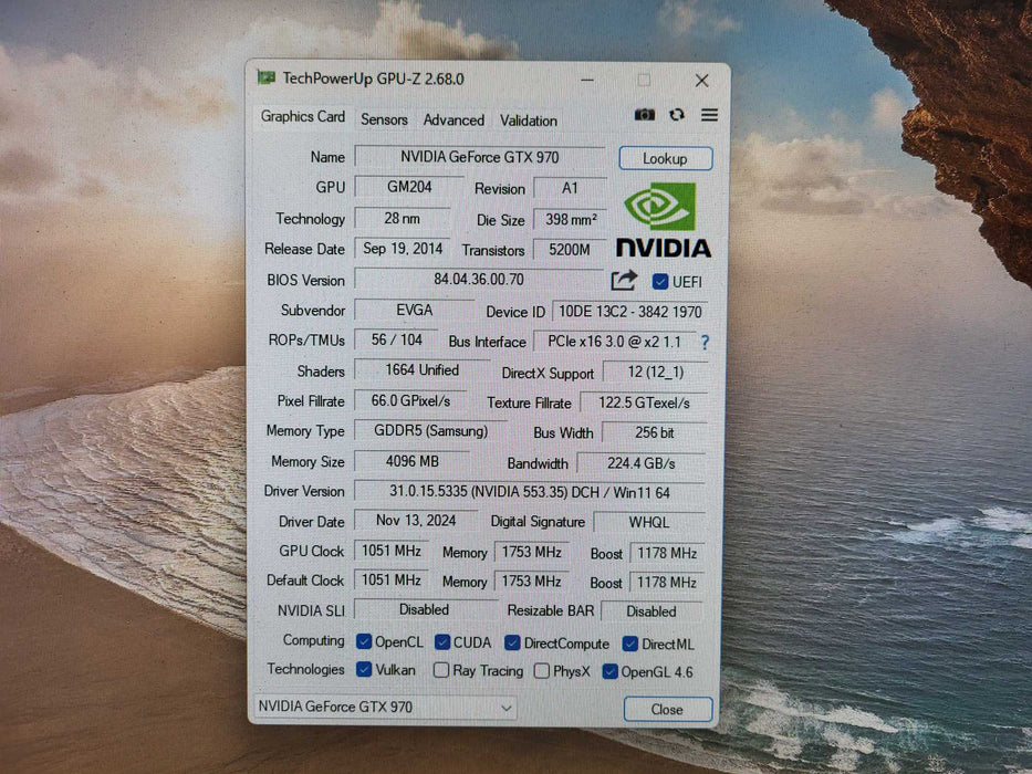 EVGA NVIDIA GEFORCE GTX 970 4GB GDDR5 PCI EXPRESS 3.0 04G-P4-1970-KR $
