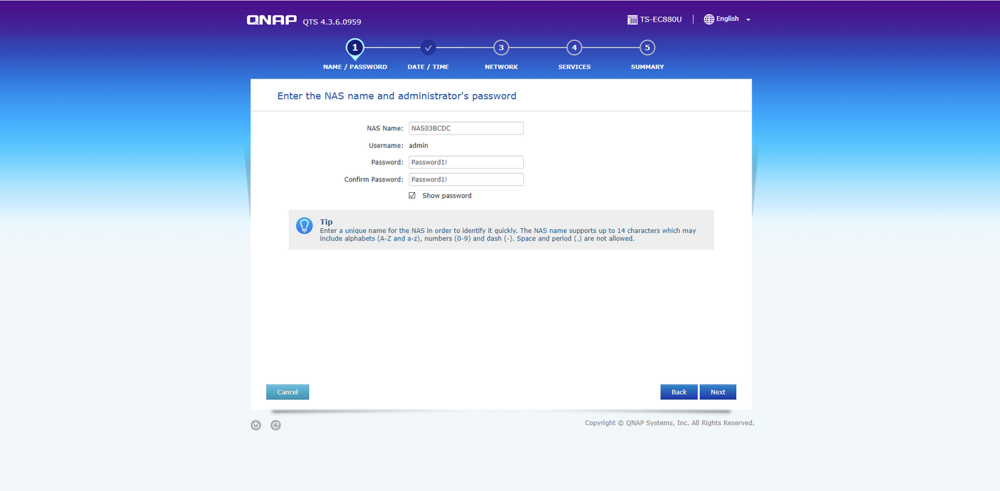 QNAP TS-EC880U-RP 8-Bay Rackmount NAS w/ 1x 4TB HDD $