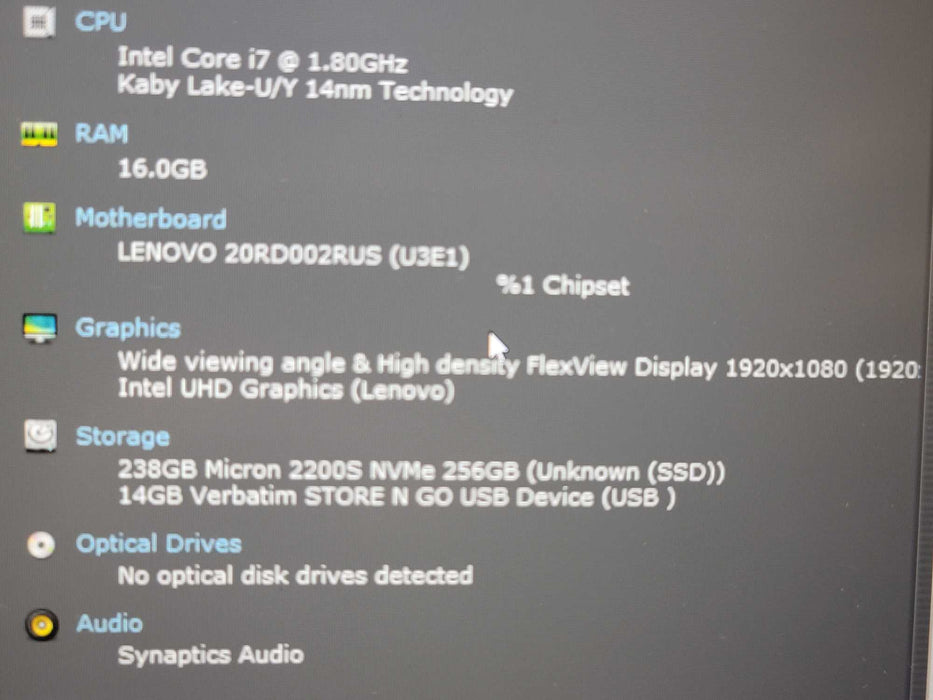 Lenovo ThinkPad E15 i7-10510U 16GB RAM 256GB SSD READ β Lap200