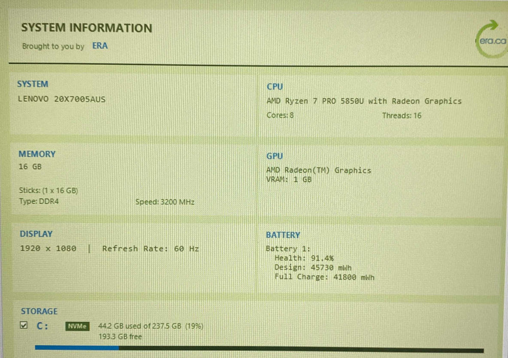 Lenovo ThinkPad L15 Gen 2 AMD Ryzen 7 PRO 5850U 16GB RAM 256GB SSD  Lap200