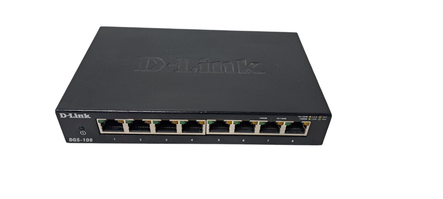 D-LINK DGS-108 8 Ports Gigabit Ethernet Switch W/ adapter