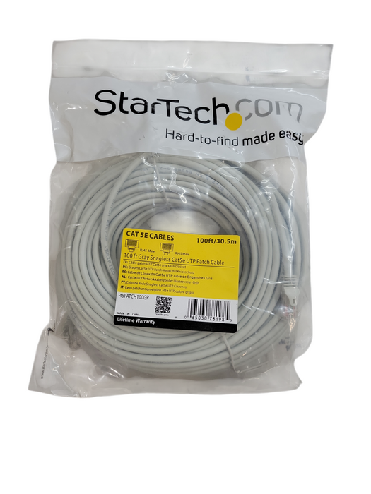 Cat 5E Cable - 100ft/30.5m - Gray Snagless UTP Patch Cable Q%