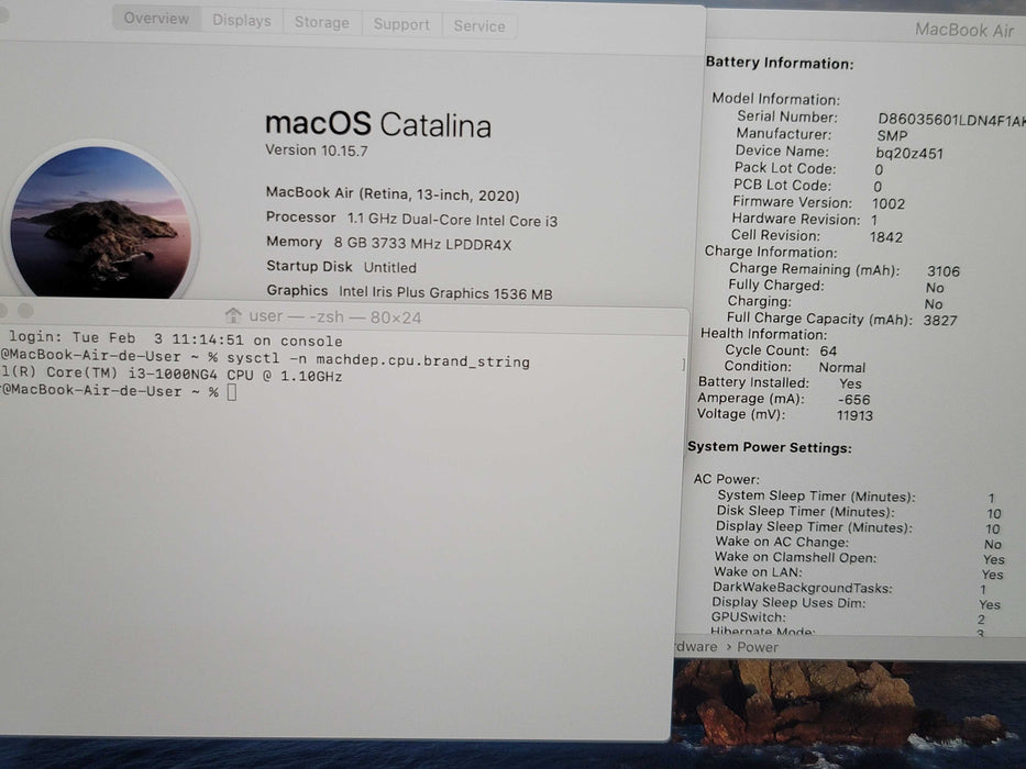 Apple MacBook Air Retina 13" i3-1000NG4 8GB DDR4 250GB SSD  FR KEYBOARD β