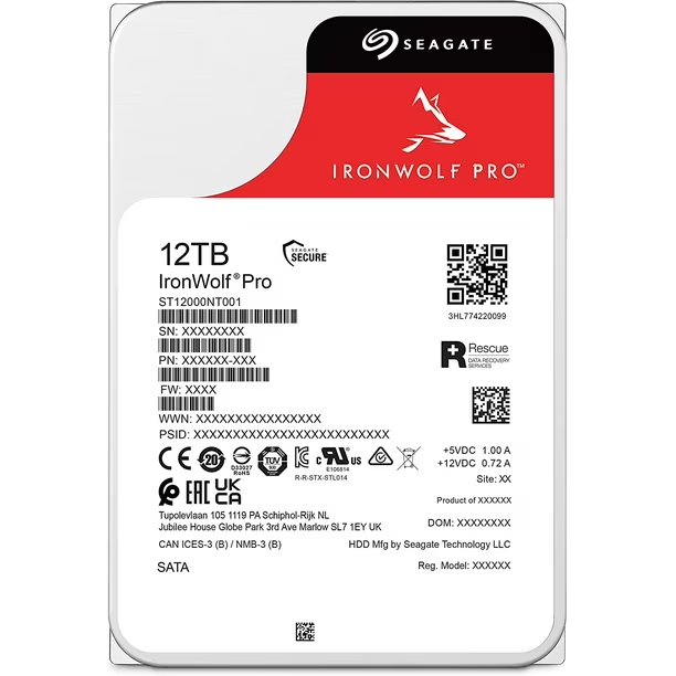 Seagate IronWolf Pro 12TB 3.5" SATA Internal Hard Drive ST12000NT001