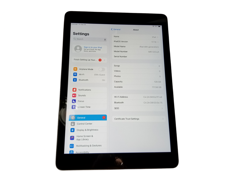 Apple iPad 6th Gen - 128GB - Space Gray A1893 Q