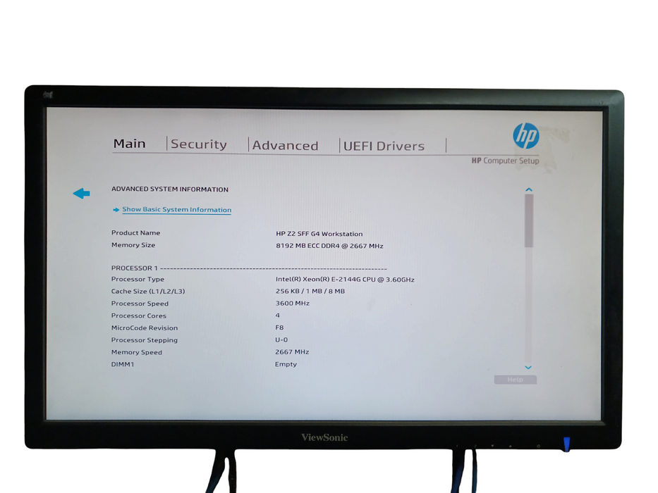 HP Z2 SFF G4 Workstation Xeon E-2144G @ 3.6Ghz 8GB DDR4 ECC No HDD