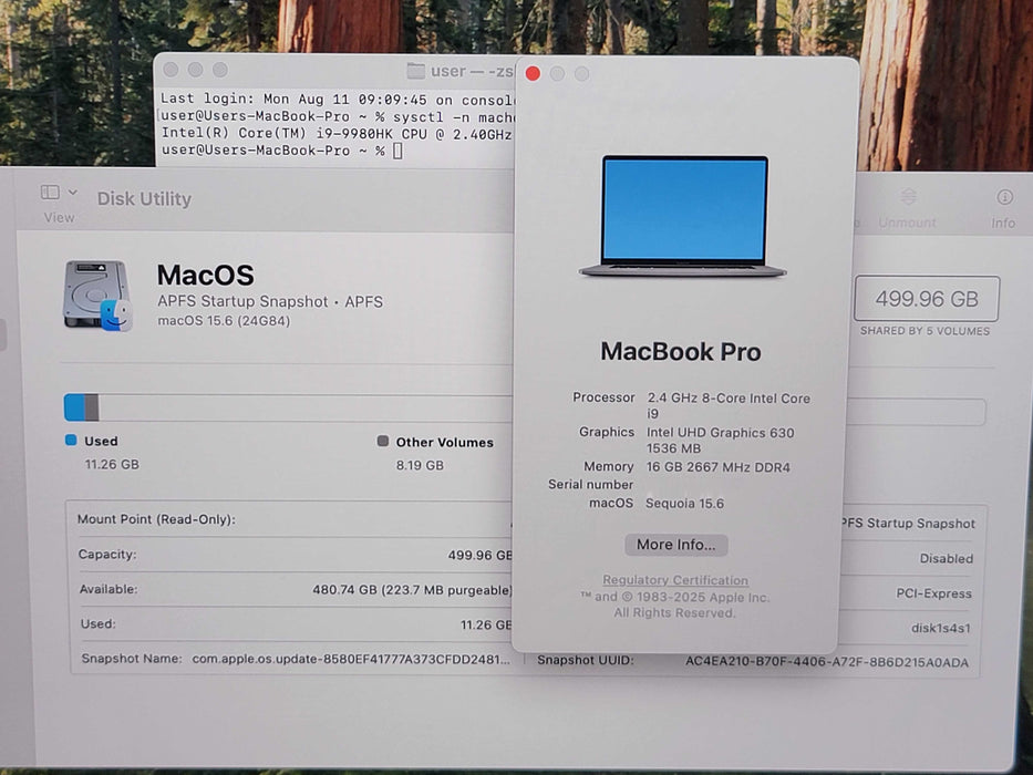 Apple Macbook Pro 2019 16" 8-Core i9-9980HK @ 2.4GHz 16GB DDR4 500GB SSD