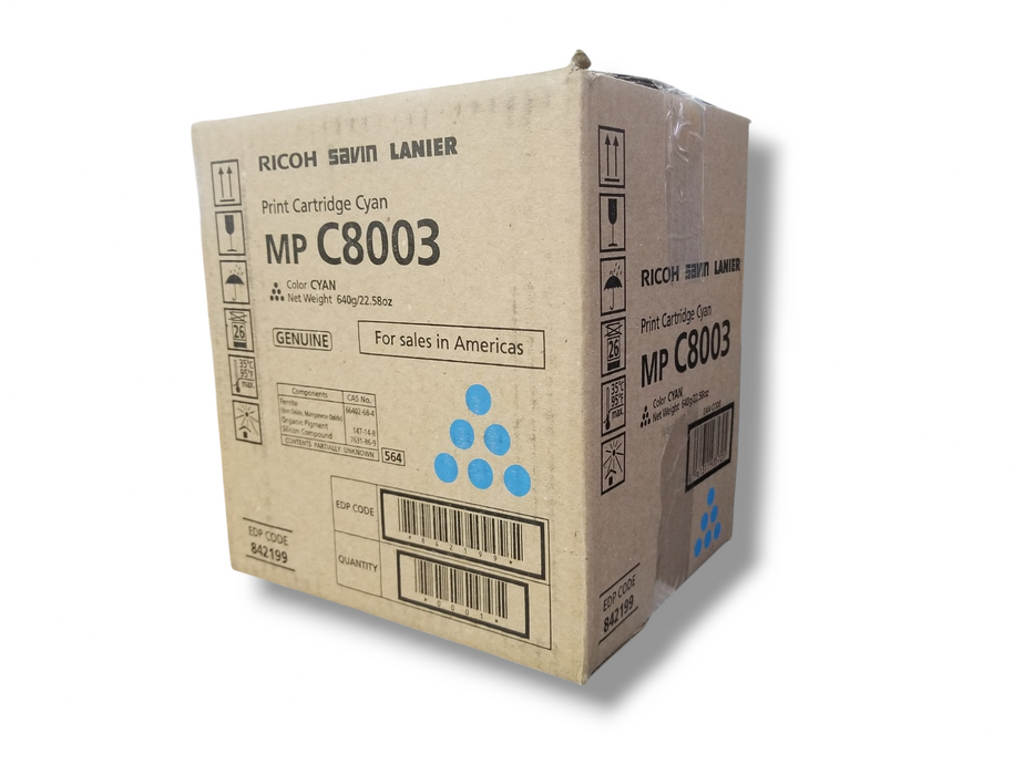 Genuine Ricoh Cyan Toner Print Cartridge MP C8003 Original 842199 - NEW SEALED Q