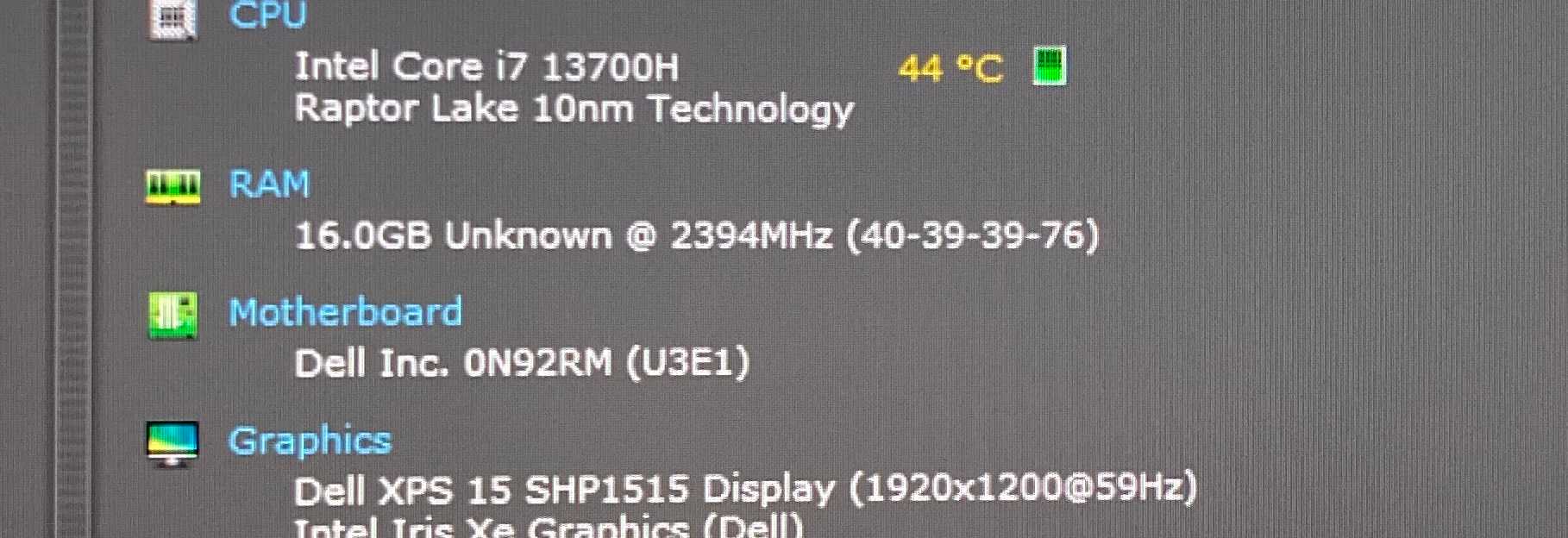 Dell XPS 15 9530 i7-13700H RTX4050 6GB GPU 16GB RAM 512SSD No Power Adapter  Lap200