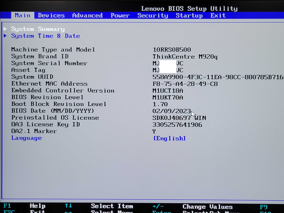 Lenovo ThinkCentre M920q USFF Intel i5-9500T CPU 2.20GHz 8GB RAM 256GB SSD _