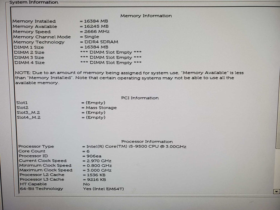 Dell OptiPlex 7070 SFF Intel i5-9500 CPU 3.0GHz 16GB RAM 2TB INTEL PCIE SSD