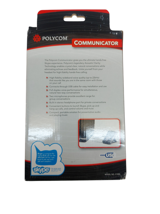 Polycom C100 2201-44140-001 Communicator Speakerphone Mic/ Speaker Grey