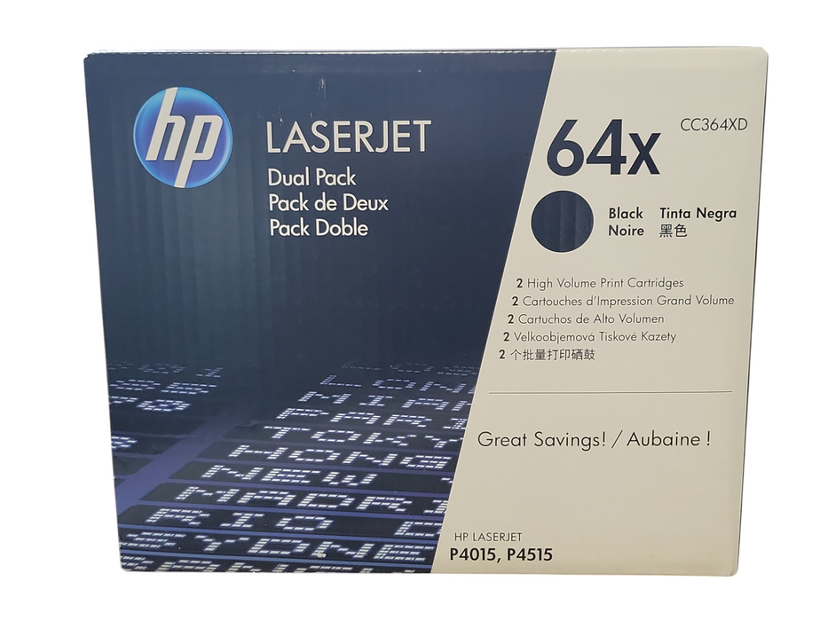Genuine HP 64X Black Dual Pack Toners High Volume Print Capacity CC364XD _