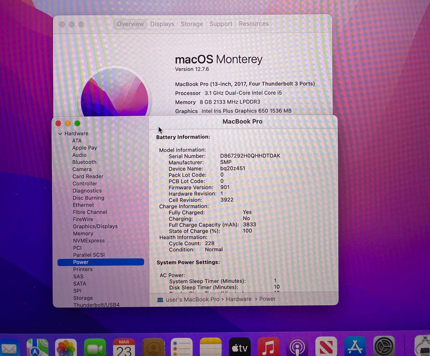 Apple MacBook Pro 13" 2017 i5-7267U 8GB RAM 256GB SSD READ