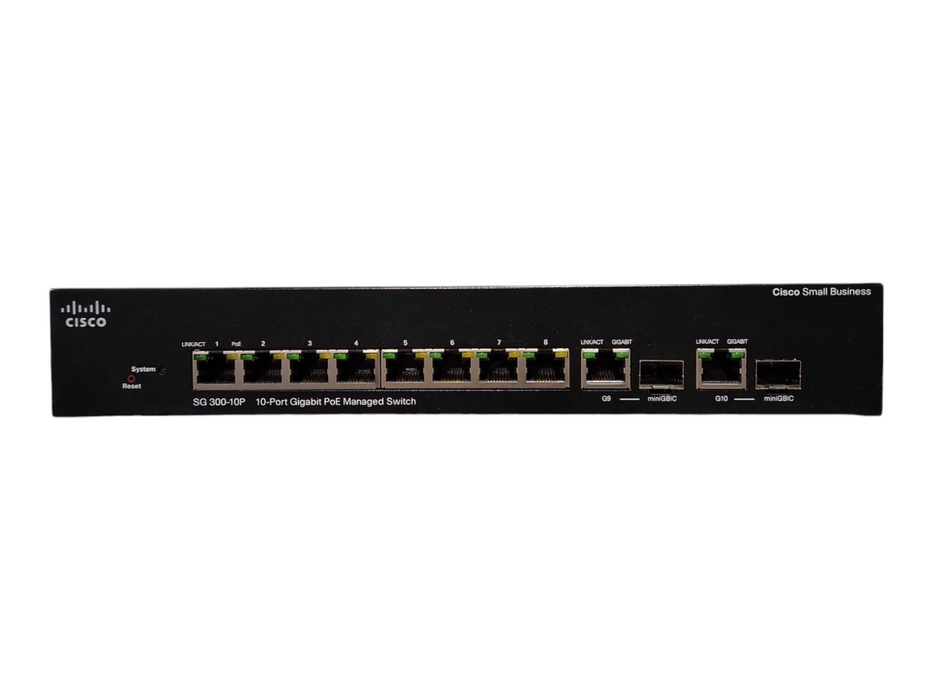 Cisco SG300-10P, 10-Port Gigabit PoE Managed Switch