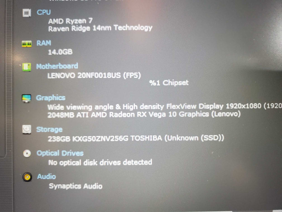 Lenovo ThinkPad E595 AMD Ryzen 5 3500U 2.1 GHz 15.6" 256GB 16GB  Lap200