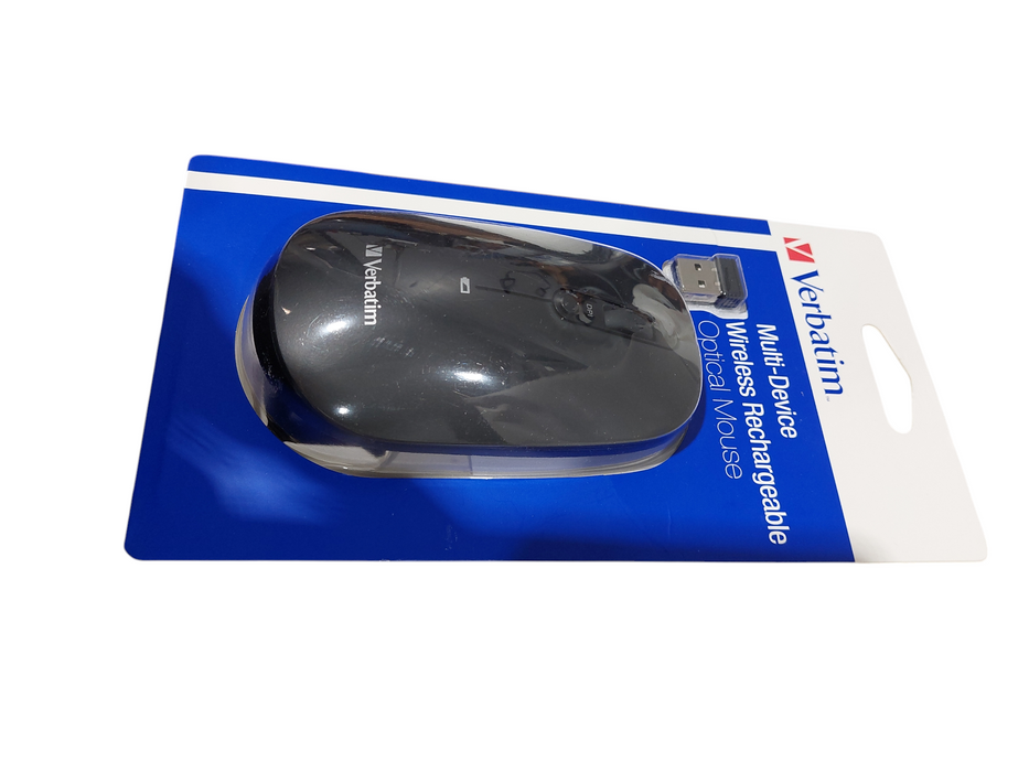 Verbatim Multi-Device Wireless Rechargeable Optical Mouse Black (New) Q=