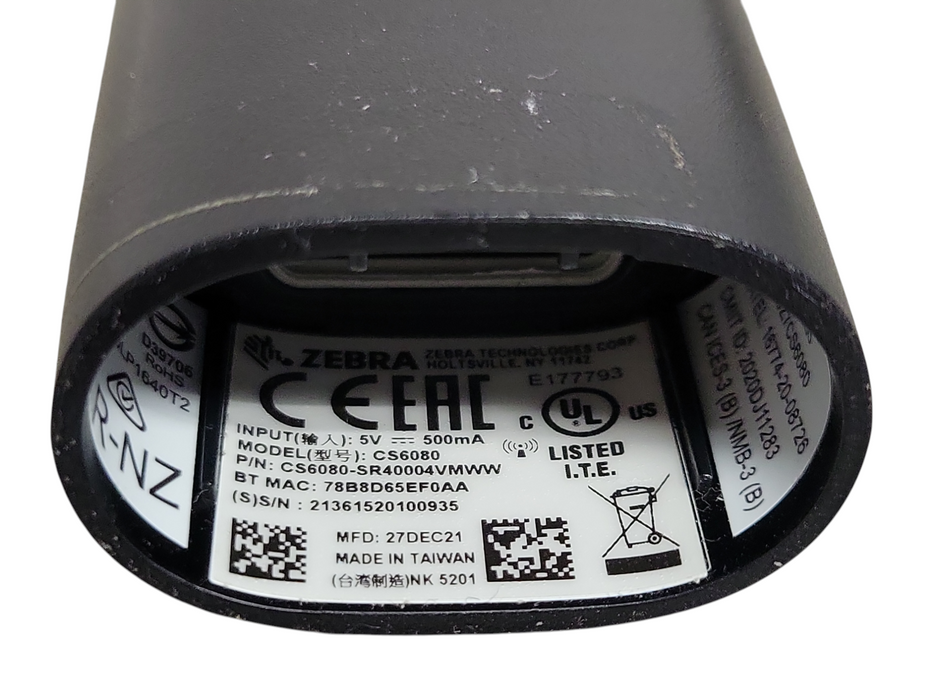 Zebra CS6080 Cordless Bluetooth Scanner CS6080 -SR40004VMWW, READ _
