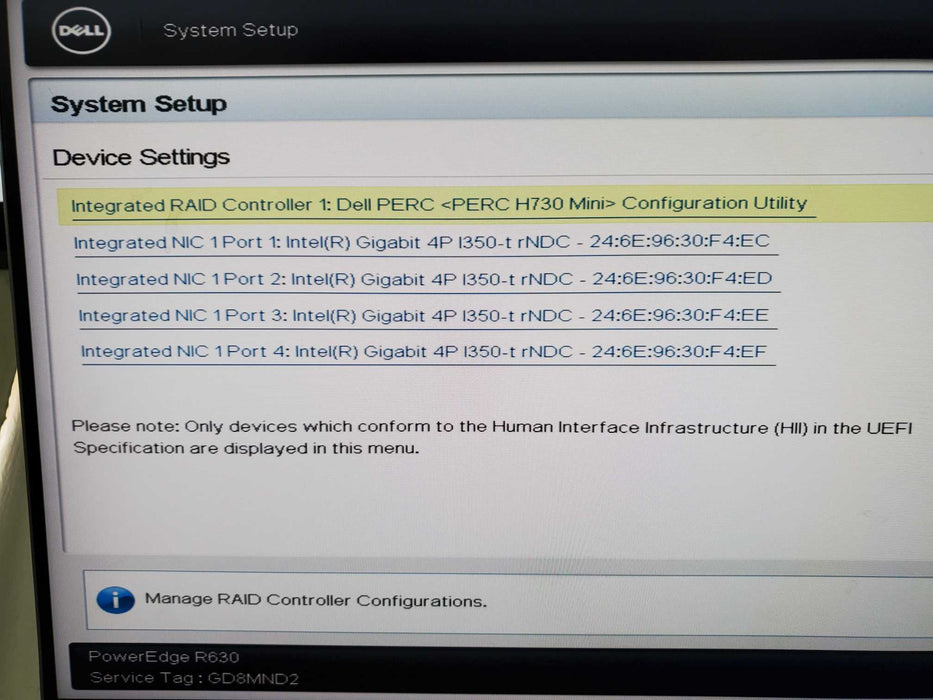 DELL PowerEdge R630 2x Intel Xeon E5-2650 v4 16GB RAM H730MINI NO HDD READ