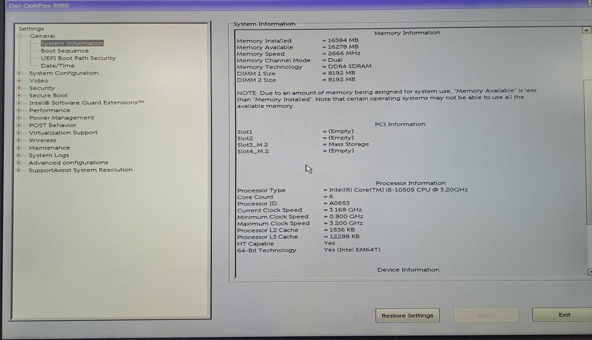 Dell OptiPlex 3080 SFF | Intel Core i5-10505 @3.20GHz, 16GB DDR4, 256GB NVMe )