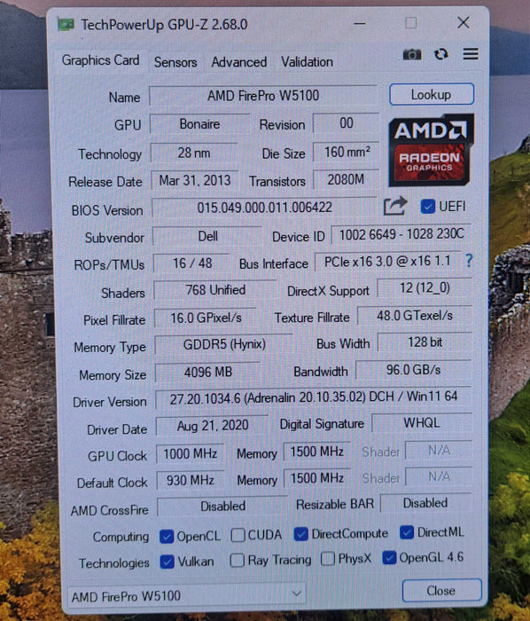 AMD FirePro W5100 4GB GDDR5 Graphics Card | 4x DisplayPort