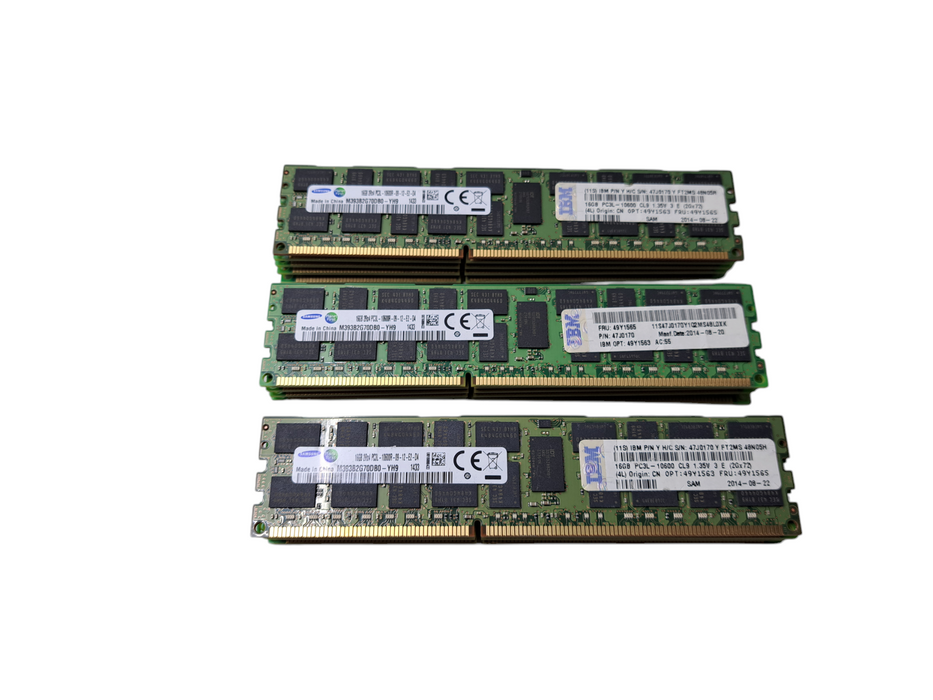 Lot of 15x Samsung 16GB 2Rx4 PC3L-10600R | DDR3 Server Memory