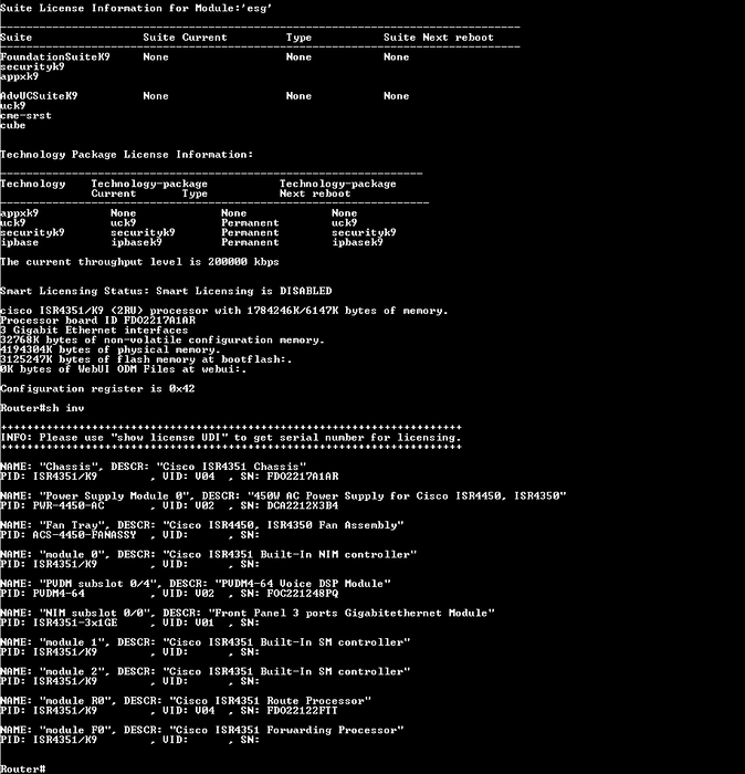 Cisco ISR4351/K9 Gigabit Integrated Services Router | 1x PSU | Factory Reset