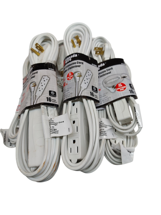 Lot 7x Indoor/Outdoor White Extension Cords – Mixed Types Read Description