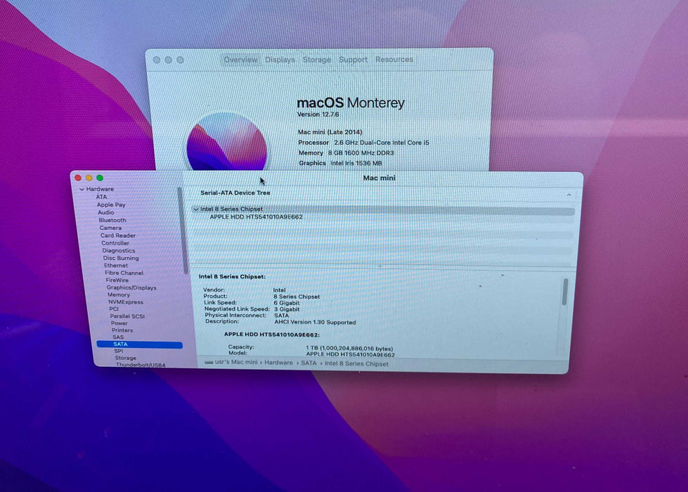 Apple Mac Mini Late 2014 i5-4278U@2.6GHz 8GB RAM 1TB HDD