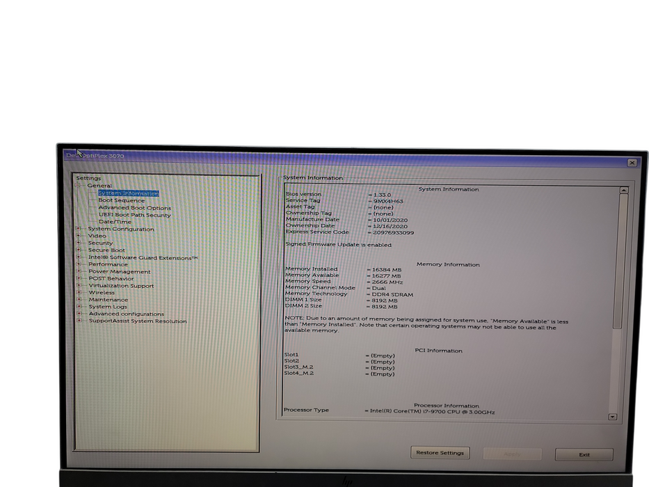 Dell OptiPlex 3070 SFF i7 - 9700 @ 3.00GHZ 16GB DDR4 Ram Qθ