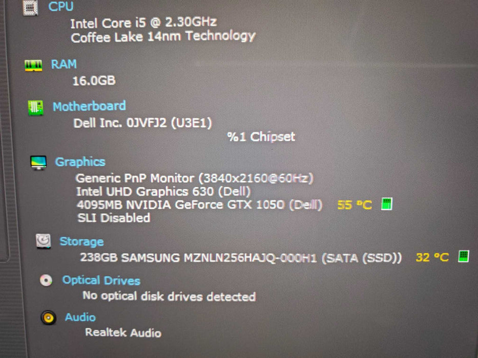 Dell XPS P56F 15.6" Touch i5-8300H 2.3GHz 16GB 256GB NVME GTX1050  Lap200