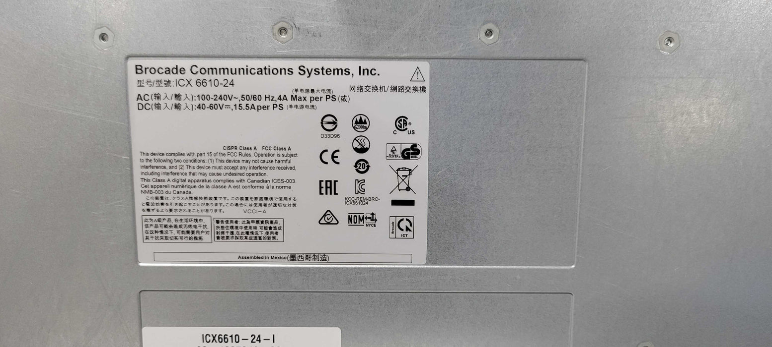 Brocade ICX6610-24-I 24-Port 1GbE RJ45 Switch with 8× 1GbE SFP _