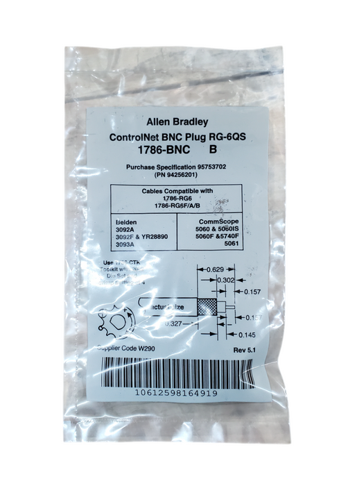 NEW - Allen Bradley ControlNet BNC Plug RG-6QS 1786-BNC Q