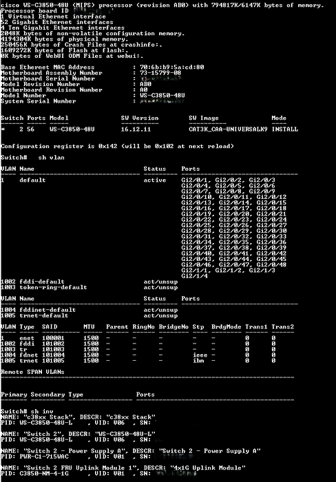 WS-C3850-48U-L V06 48-Port UPoE Gigabit Switch w/ C3850-NM-4-1G + 1xPSU